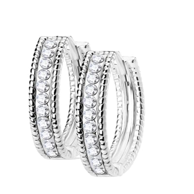 Clip oorringen -luxe -zilverkleur- zirkonia -2 cm- geen gaatje- Charme Bijoux