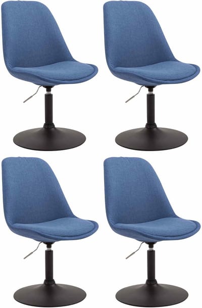 CLP Maverick Set van 4 Eetkamerstoelen - Stof blauw zwart