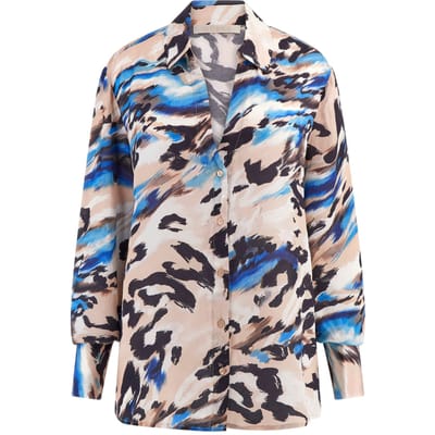 GUESS  Eco Ls Grace Shirt Abstract Animalier P Maat: XS | Blouses Outlet | Dames | Zwart