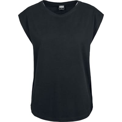 Urban Classics T-shirt - Ladies Basic Shaped Tee - XS tot 5XL - voor Vrouwen - zwart
