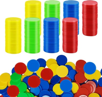 400 Poker Chips in 4 Kleuren, 0.98 Inch, Ideaal voor Kaartspellen en Educatieve Activiteiten, Speelgoed voor Kinderen en Tellen