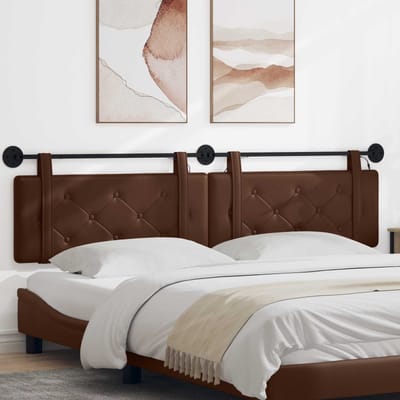 vidaXL - Hangend - hoofdbord - Met - LED-verlichting - Bruin - Kunstleer