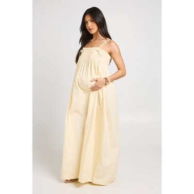 boohoo Dames Zwangerschaps Maxi Jurk Met Gerimpeld Detail | Citroen | Maat: 44