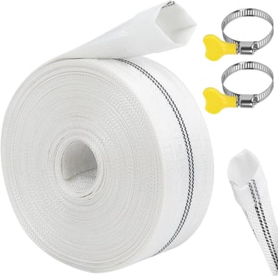 Flat Hose 1 1/2 Inch - 10 m, 38 mm, met 2 Clips, Industrieel, Voor Dompelpompen, Tuinirrigatie en Zwembaden