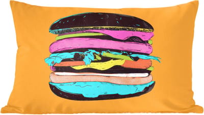 Sierkussens - Kussentjes Woonkamer - 60x40 cm - Hamburger - Kleurrijk - Speels