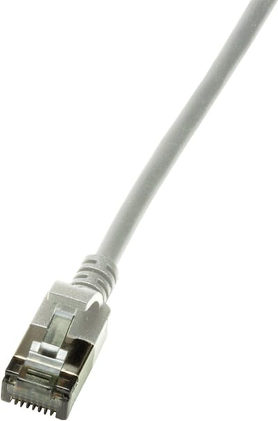LogiLink CQ9062S RJ45 Netwerkkabel, patchkabel CAT 6A U/FTP 3.00 m Grijs Extreem dun, Vlambestendig, Flexibel, Folie afscherming, Halogeenvrij, Snagless,