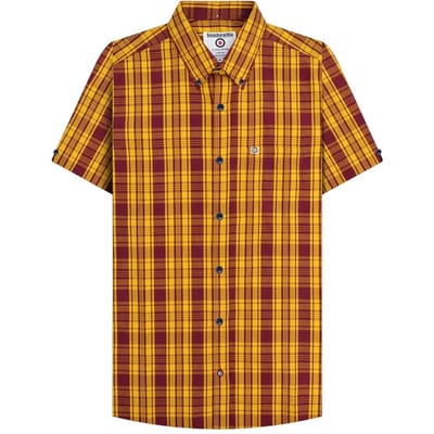 Lambretta Unisex Volwassen Geruite Overhemd (Bordeaux/Goud)