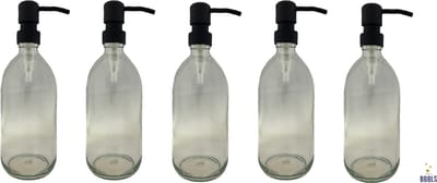 BBBLS® Design Dispenser 5 stuks Giftset "Blanco" | Transparant Kunststof | 500ml | RVS / Metaal Pomp Zwart | Zeeppomp | Zeepdispenser | Zeephouder