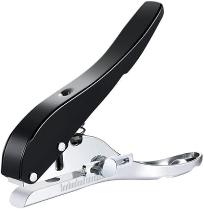 Dailygoody - Perforator - Fotopapier perforeren - Ideaal voor randbanden - Zwart - PVC kaarten perforeren - Enkele gaten - Geschikt voor karton