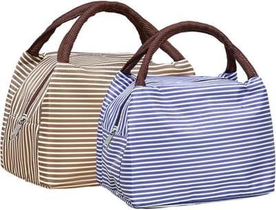 2 stuks Lunch Bag – 23x13x18 cm – Small Reusable Lunch Tote for Men & Women – Portable Soft Lunch Bag for Work, Travel, Picnic & Outdoor Use