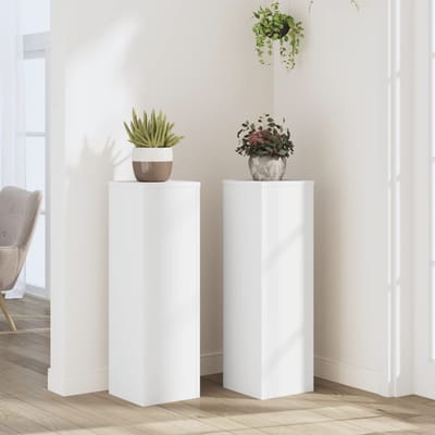 vidaXL - Plantenstandaards - 2 - st - 25x25x80 - cm - bewerkt - hout - wit