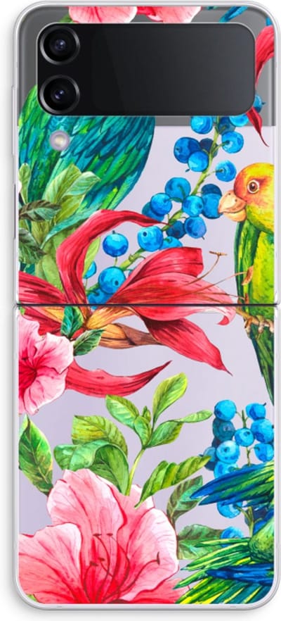 Case Company® - Hoesje geschikt voor Samsung Galaxy Z Flip4 hoesje - Papegaaien - Soft Cover Telefoonhoesje - Bescherming aan alle Kanten en Schermrand