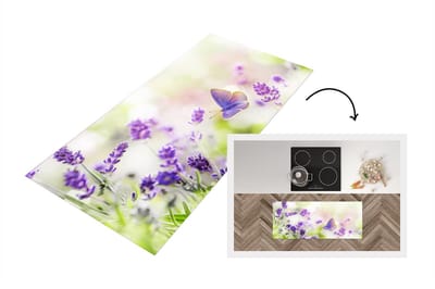 Keukenloper - Loper keuken - Lavendel - Vlinder - Bloemen - 120x50 cm - Keukenloper vinyl