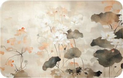 WC mat 80x50 cm - Antislip - Bloemen - Japandi - Wabi sabi - Toiletmat - Vloermat - Douchemat - Toilet tapijt - Toiletmatten
