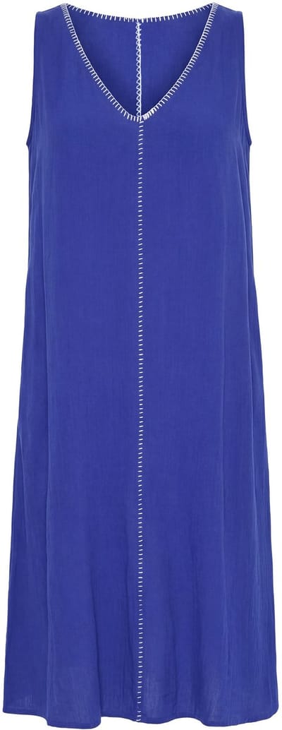 Studio Untold - Dames - Maxi-jurk A-lijn afwerkingen mouwloos - Kobaltblauw - Maat 42+