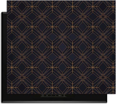 KitchenArt - Midnight Geometry – Inductie Beschermer - 65x52 cm - Kookplaat Beschermer - Luxe Afdekplaat Inductieplaat - Anti-slip & Oprolbaar - Beschermmat Inductiekookplaat