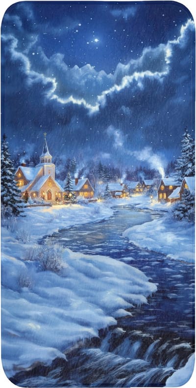 WC mat 60x120 cm - Antislip - Winteravond - Kerstdorp - Donker - Toiletmat - Vloermat - Douchemat - Toilet tapijt - Toiletmatten