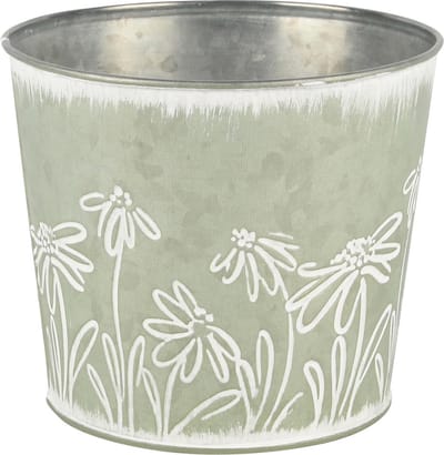 Dekoratief | Bloempot 'Daisies Blooming', metaal, 17x17x15cm | A250623
