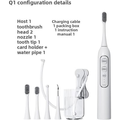 Nieuwe Elektrische Tandenborstel Flosser Initialiseren Geïntegreerde Twee-in-één Tandenpoetser Volwassen Smart Home Tandenpoetser white