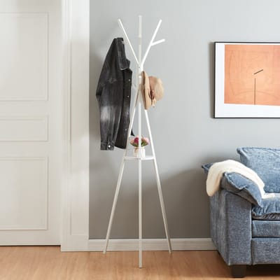 Kledingrek Edet kapstok met plank 179x48x48 cm wit [en.casa]