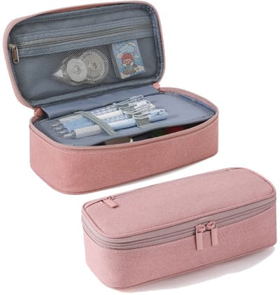 Groot Pennenetui, Etui met Ritsvakken, Esthetisch Pennenetui Voor Volwassenen, pencilcase voor Kantoor, Geschikt Voor Scholieren, Studenten, Universiteiten（roze）
