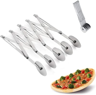 Vijfwielige deegsnijder van roestvrij staal, verstelbare pizzacutter en deegverdeler voor bakkerij en patisserie