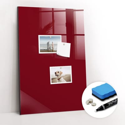 Tulup Whitebord - Bourgondische kleur Magneetbord - 40 cm x 60 cm - Memo Bord - Design Memobord - Magnet Board - Productiviteit Tools - Inclusief Gratis Magneten & Marker & Spons - Magnetic Board - Magnetisch Bord Kind
