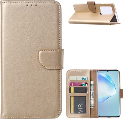 Hoesje Geschikt Voor Samsung Galaxy S20 Ultra Portemonnee hoesje / Boek hoesje - Goud