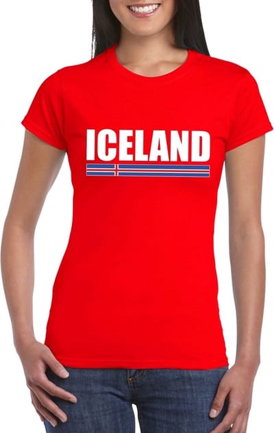Rood IJsland supporter t-shirt voor dames - IJslandse vlag shirts S