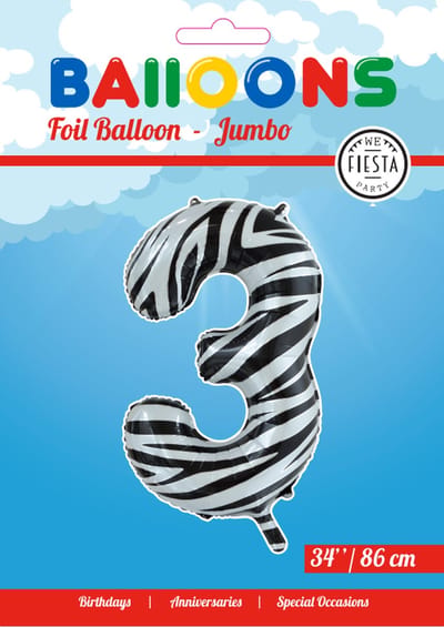 Folieballon 34" nmr. 3 - Zebra
