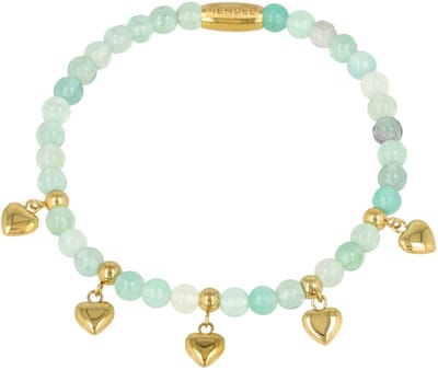 My Bendel - Armband met Harten Bedels • Green Fluorite - met Luxe Cadeauverpakking | Sieraden Voor Dames