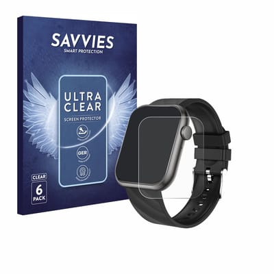 Savvies - Screenprotector voor walkbee Smartwatch 1.96" - Folie Beschermfolie transparant 6 Stuks