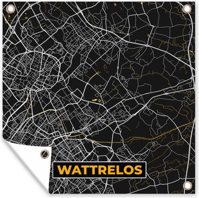 Tuin poster Plattegrond - Wattrelos - Stadskaart - Frankrijk - Kaart - 200x200 cm - Tuindoek