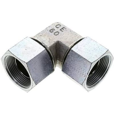 90° L-Koppeling G1 1/2'' Binnendraad Hoge Druk Staal  60° Conus 125bar Hydrauliek