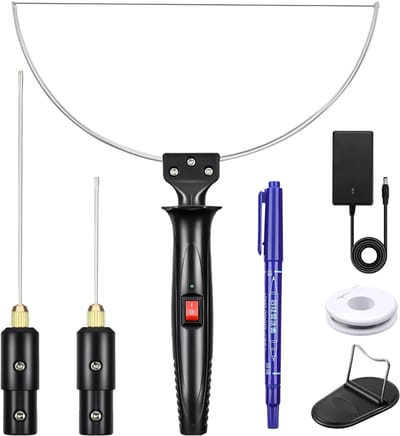 Core® Elektrische Piepschuimsnijder – Draagbare Styroporsnijder Met 4 Messen – Polystyreensnijder – Zwart - 1cm x 1cm x 1cm
