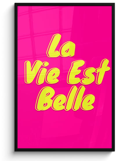 Poster in lijst - Fotolijst 80x120 cm - Posters - Quote - Retro - Roze - Posterlijst zwart - Decoratie - Wanddecoratie woonkamer - Muurdecoratie slaapkamer