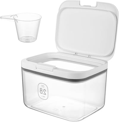 Opslagdoos voor Wasmiddel, 2.8L, Dispenser voor Vloeibaar Wasmiddel, Handige Oplossing voor Organisatie in de Wasruimte, Ideaal voor Poeder en Wasbeads