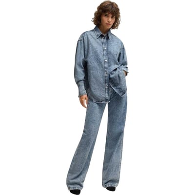 Boss Dames/Dames Denim Relaxed Fit Shirt Met Lange Mouwen (Donkerblauw)