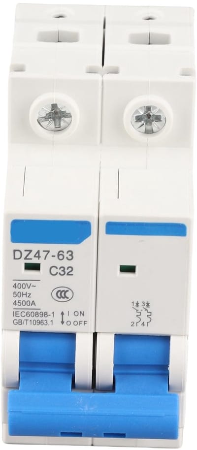 Dailygoods - DZ47-63 2polige - Residuele stroomonderbreker - Compact formaat - 32A - Bescherming tegen kortsluiting - Geschikt voor AC 220/380V -...