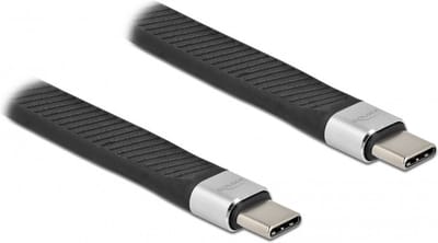 USB-C naar USB-C siliconen kabel met E-Marker chip - USB2.0 - tot 20V/5A / zwart - 0,10 meter