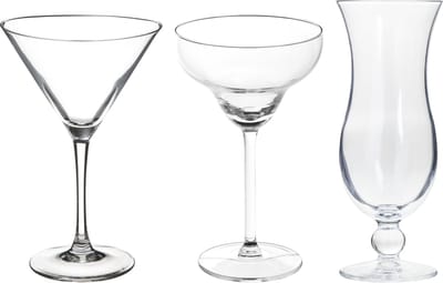 Cocktailglazen set - blue hawaii/martini/margarita glazen - 12x stuks