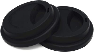 Herbruikbare silicone drinkdeksel voor koffiemokken - Lekvrije deksel voor koffie en thee, 2 stuks - Zwart