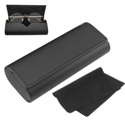 Dailygoods- Brillenkoker Hardcase - Zwart PU-leer - Brillenhoes Unisex - Brillen-opbergdoos - Inclusief Microvezeldoek - Afmetingen 16 x 6,5 x 3,5 cm - Brillenetui