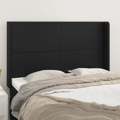 vidaXL - Hoofdbord - met - randen - 147x16x118/128 - cm - kunstleer - zwart