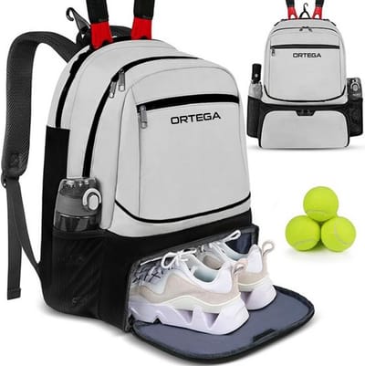 Ortega - Tennistas met schoenenvak - Tennisrugzak - Tenniszak - Tennis rugzak - Grijs