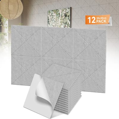 12x X-patroon Akoestische Panelen – Geluidsabsorptie & Studio Akoestiek – Lichtgrijs – voor KTV, Studio & Bar