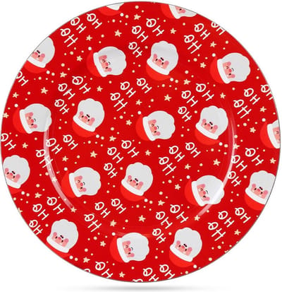 Onderbord Rood Kerstman 33 cm - Bord - Onderborden - Kaarsenbord - Onderzet - Bord - Decoratieve Rand