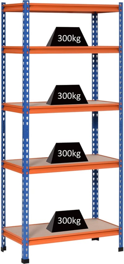 HOMCOM Opbergrekken - Metaal - 80x40x182cm - Blauw