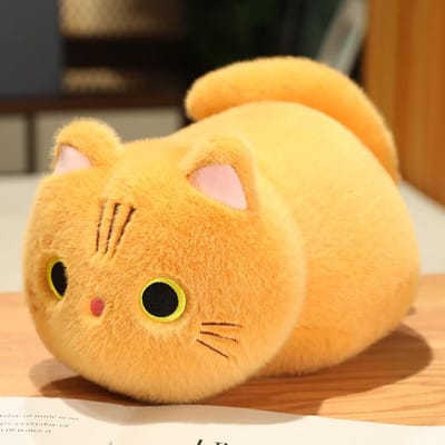 Collection de peluches chatons moelleux Noir Blanc Gris Jaune Animaux en peluche Chats Poupée douce mignonne Garçon Fille Enfant Cadeau de Vacances Anniversaire 25cm orange