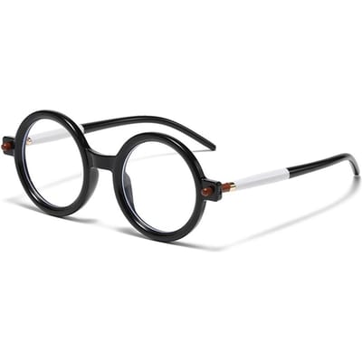 Literaire Ronde Montuur Zonnebril Mode Retro Trendy Streetwear Tinten Veelzijdige Brillen Black White black